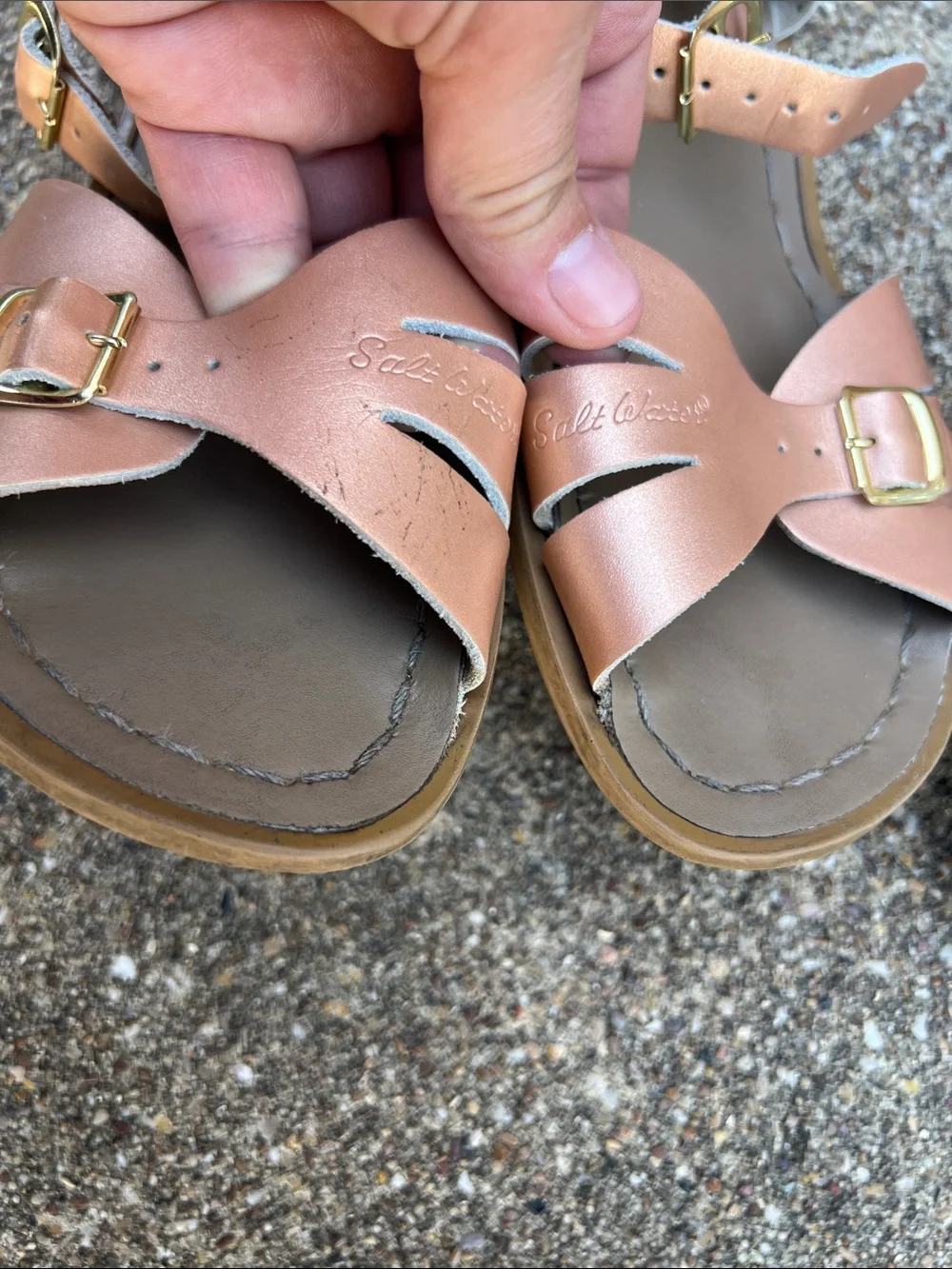 Salt Water Sandals by Hoy Kids Metallic Rose and Gold Strappy Sandals